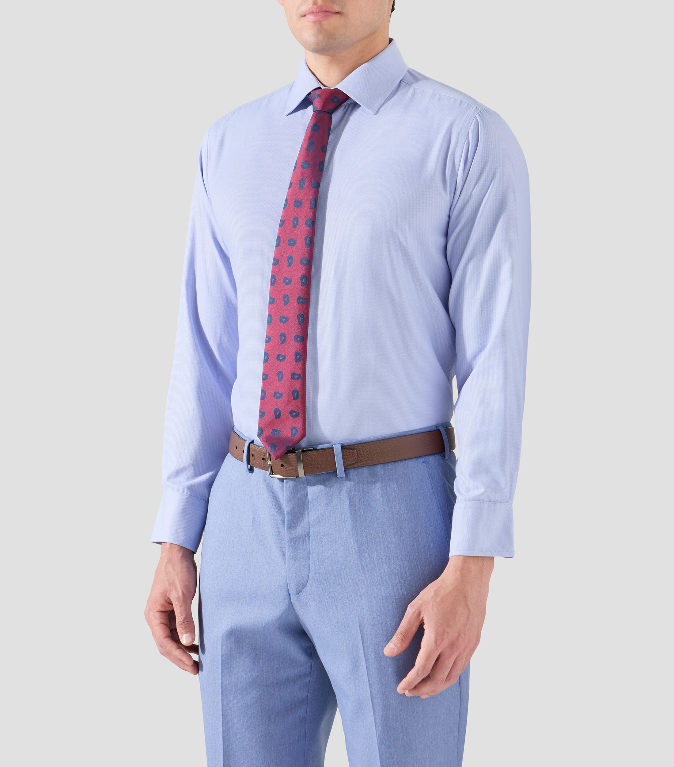 Camisa de vestir lisa con manga larga Hombre